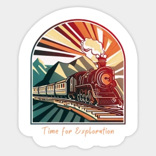 Time for Exploration: Vintage Steam Locomotive in a Scenic Landscape Sticker